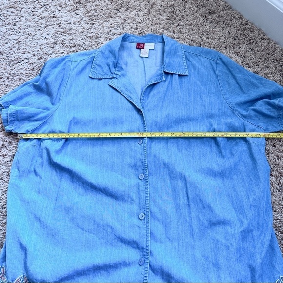 💙 Vintage JM Collection Butterfly Embroidered Chambray Shirt Women’s Size 16W - Picture 15 of 16